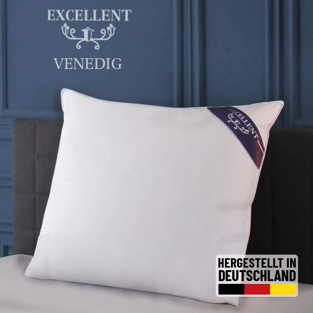 Excellent 3-Kammer-Kopfkissen "Venedig, Größenauswahl: 40x40-80x80 cm" Füllung: weisseneueDaunenKlasseI100DaunenAussenweisseneueFedernKlasseI100FedernInnen 1 Stk. tlg. hergestellt in Deutschland von Excellent