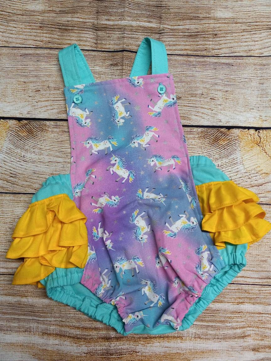 Einhorn Romper, Overalls Strampelanzug, Geschenk, Baby Outfit, Geschenk Für Mädchen, Mädchen-Strampler, Frühlingsfarbe Kleidung, Einteiler von ExclusiveTB