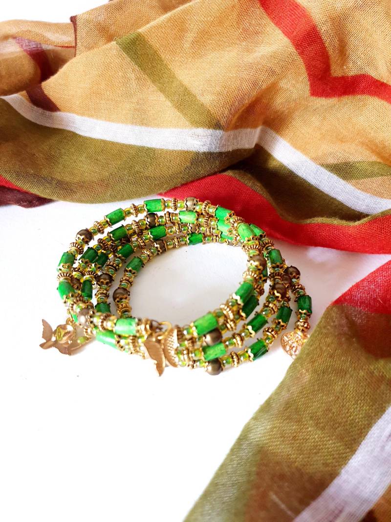 Memory Wire Armband Perlen, Stapelarmband, Wickelarmband, Statement Armband, Perlenarmband, Dekorativer Anhänger von ExclusiveVonMax