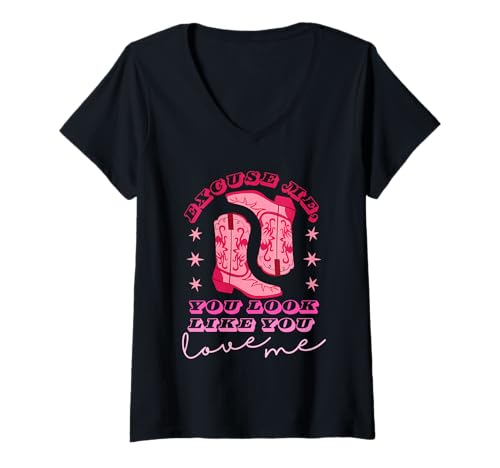 Damen Excuse Me You Look Like You Love Me Bekleidung T-Shirt mit V-Ausschnitt Damen Excuse Me You Look Like You Love Me Bekleidung T-Shirt mit V-Ausschnitt von Excuse Me You Look Like You Love Me