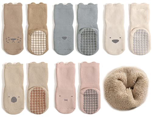 Exemaba Baby Socken Anti Rutsch Dicke - 5 Paar Winter Warme Kleinkinder Rutschsocken Krabbelsocken für Mädchen Jungen(A1,S/6-12 Monate) von Exemaba