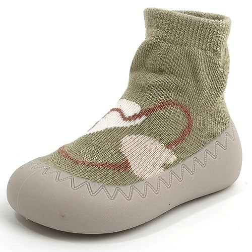 Exemaba Rutschfeste Sockenschuhe Baby Lauflerner Schuhe Kleinkind Stricken kinderschuhe Babybodenschuhe für Mädchen Junge(Grün,Tag21/ 6-12M) von Exemaba