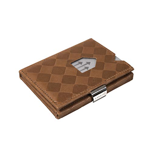 EXENTRI Leder Dreifachgefaltete Brieftasche aus Chess - RFID- Schutz mit Verschlussclip aus Edelstahl von EXENTRI