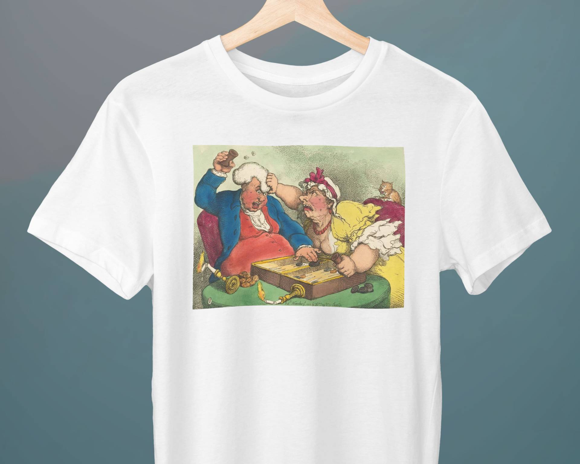 A Hitt At Backgammon, Thomas Rowlandson, Unisex T-Shirt, Kunst Karikatur, Geschenk Für Sie, Ihn von Exhibilirio