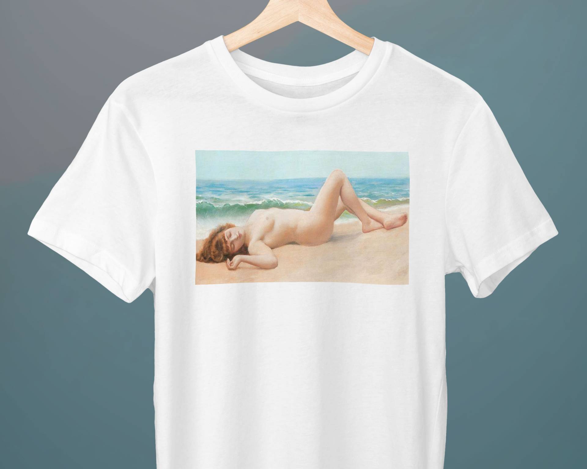 Akt Am Strand, John William Godward, Unisex T-Shirt, Geschenk Für Sie, Ihn, Kunstliebhaber von Exhibilirio