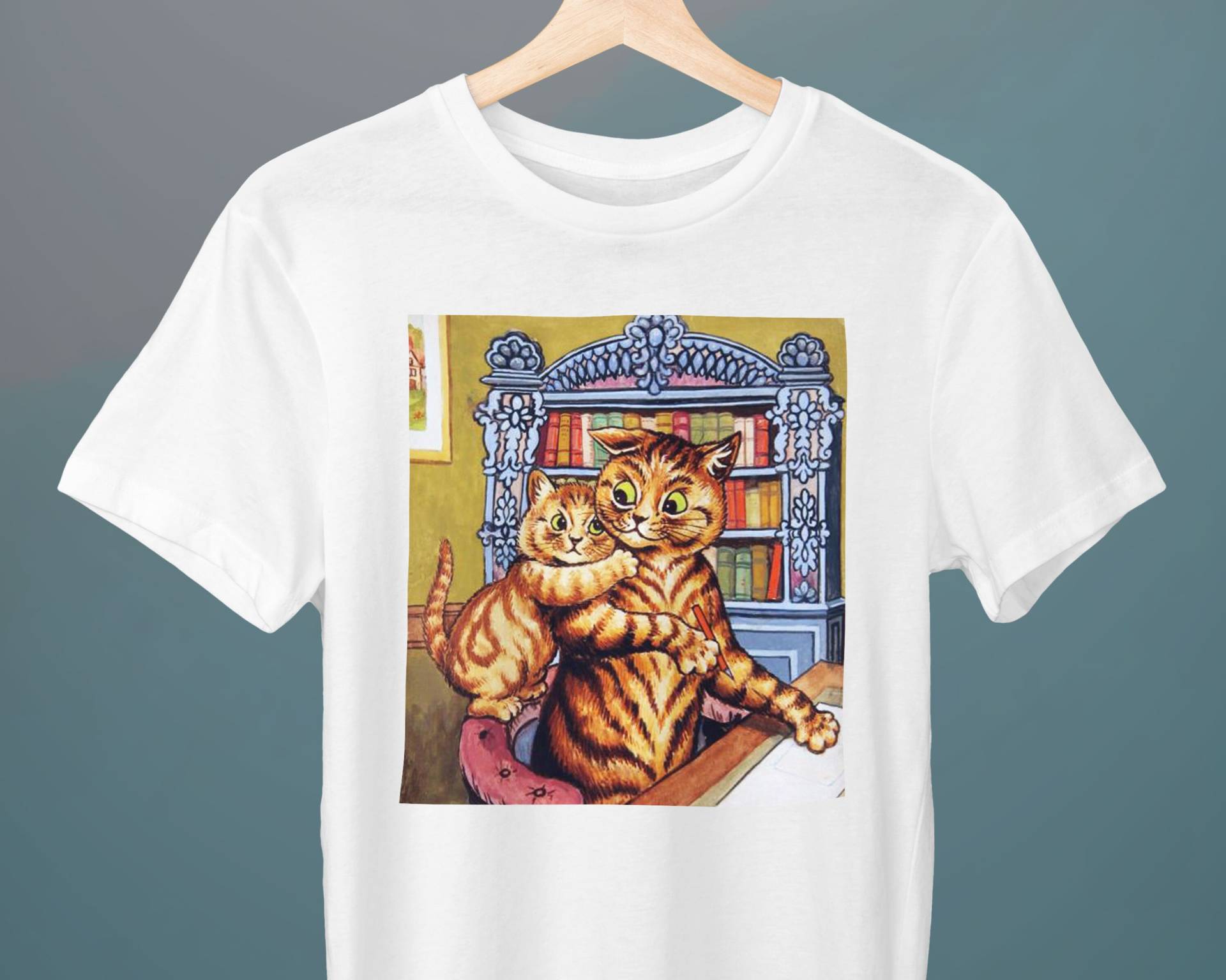 Daddy Kannst Du Mich Deine Liebe Von Mir An Mutter Weitergeben Lassen, Louis Wain Malerei, Unisex T-Shirt, Kunst Katze Katzenliebhaber Geschenk von Exhibilirio