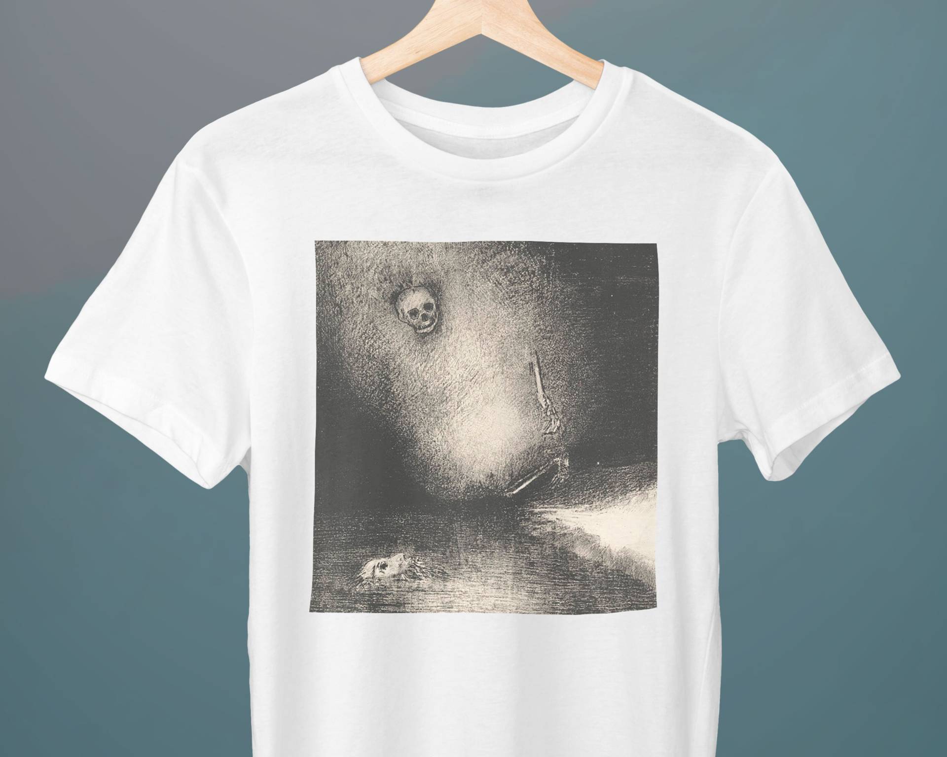 Der Traum Wird Vom Tod Verwirklicht, Odilon Redon, Unisex T-Shirt, Kunst-T-Shirt, Gotik, Halloween, Gruseliges T-Shirt von Exhibilirio