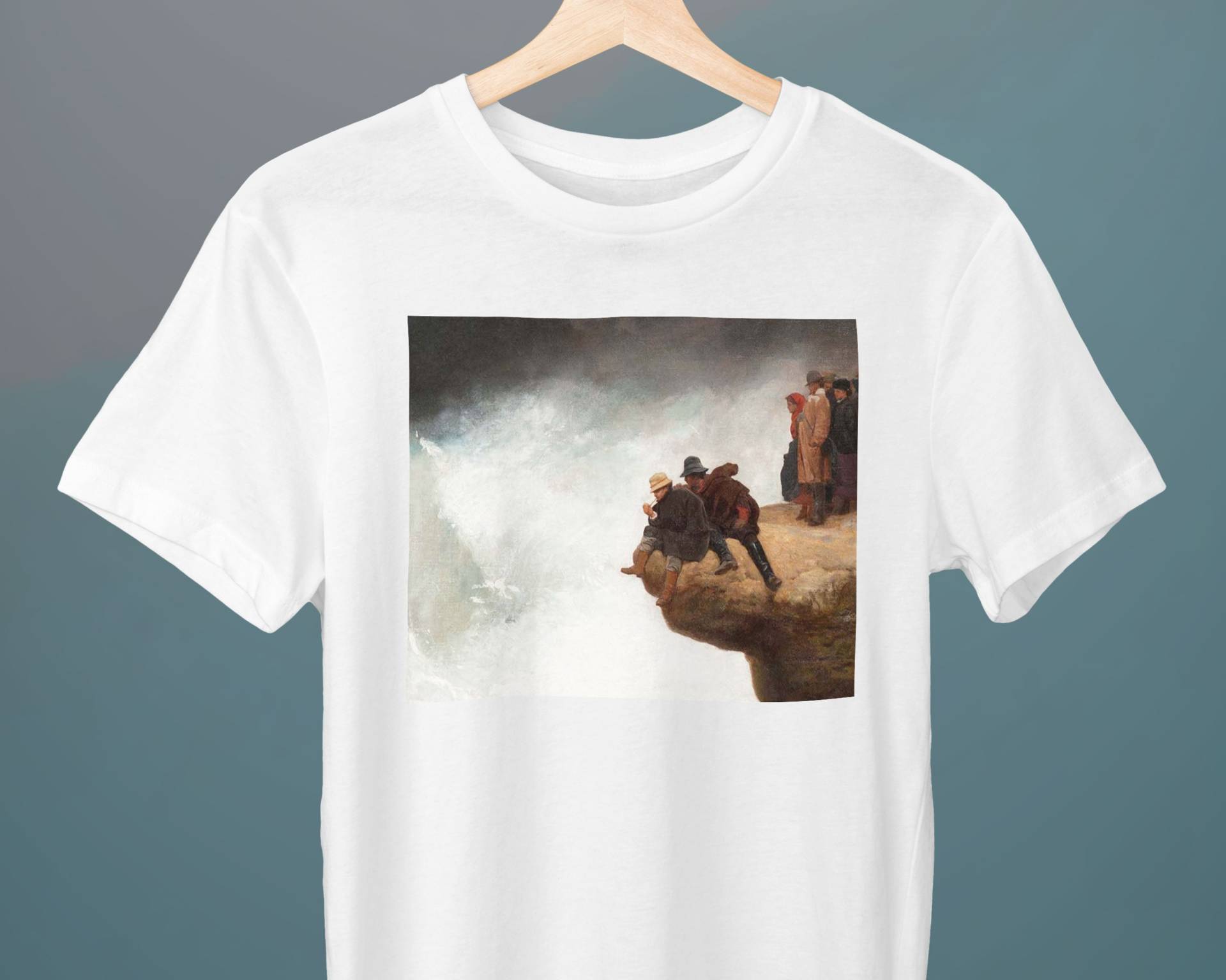 Figuren Auf Felsen Am Rand Des Meeres, Die Küste Bei Etretat, Jehan Georges Vibert, Unisex T-Shirt, Kunst Geschenk Für Kunstliebhaber von Exhibilirio