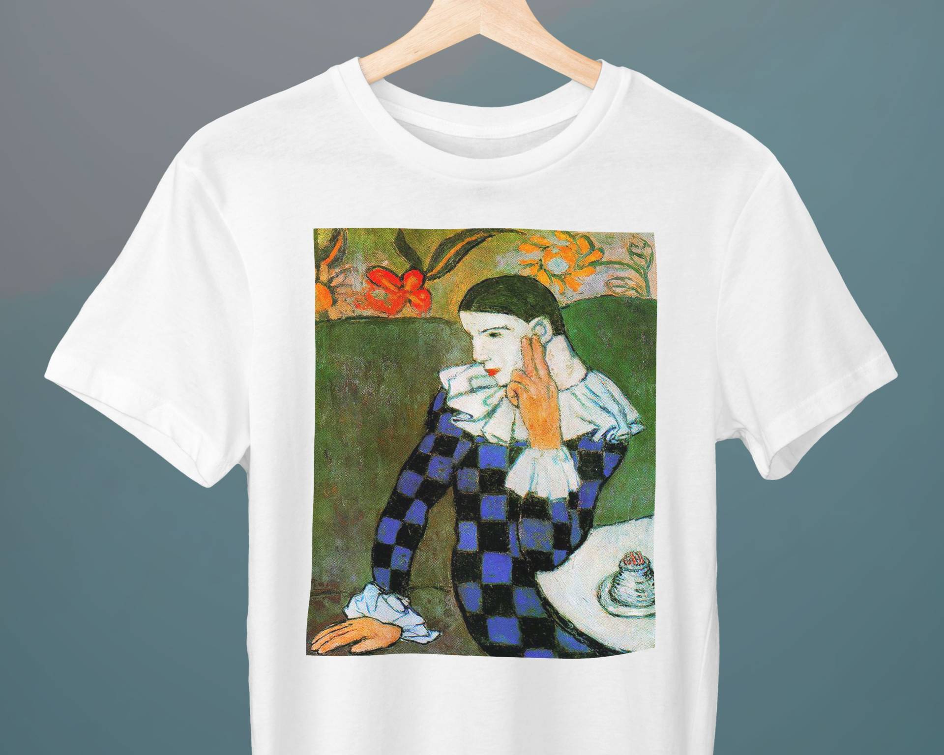 Harlekin Gelehnt, Pablo Picasso Gemälde, Unisex T-Shirt, Kunst Geschenk Für Sie, Ihn, Kunstliebhaber von Exhibilirio