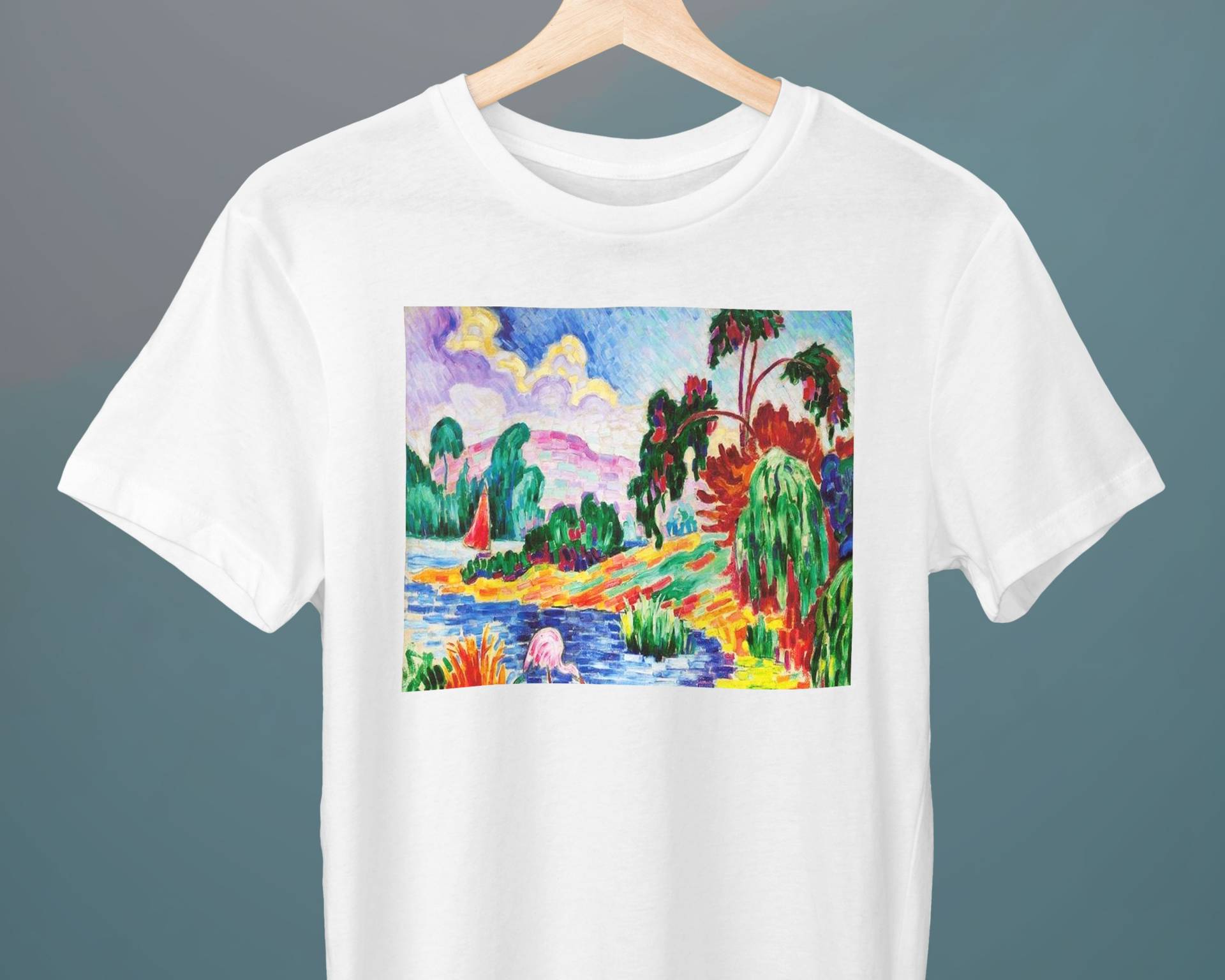 Le Flamant Rose Et Le Voilier, Der Flamingo Und Das Segelboot, Jean Metzinger, Unisex T-Shirt, Kunst Geschenk Für Sie, Ihn von Exhibilirio