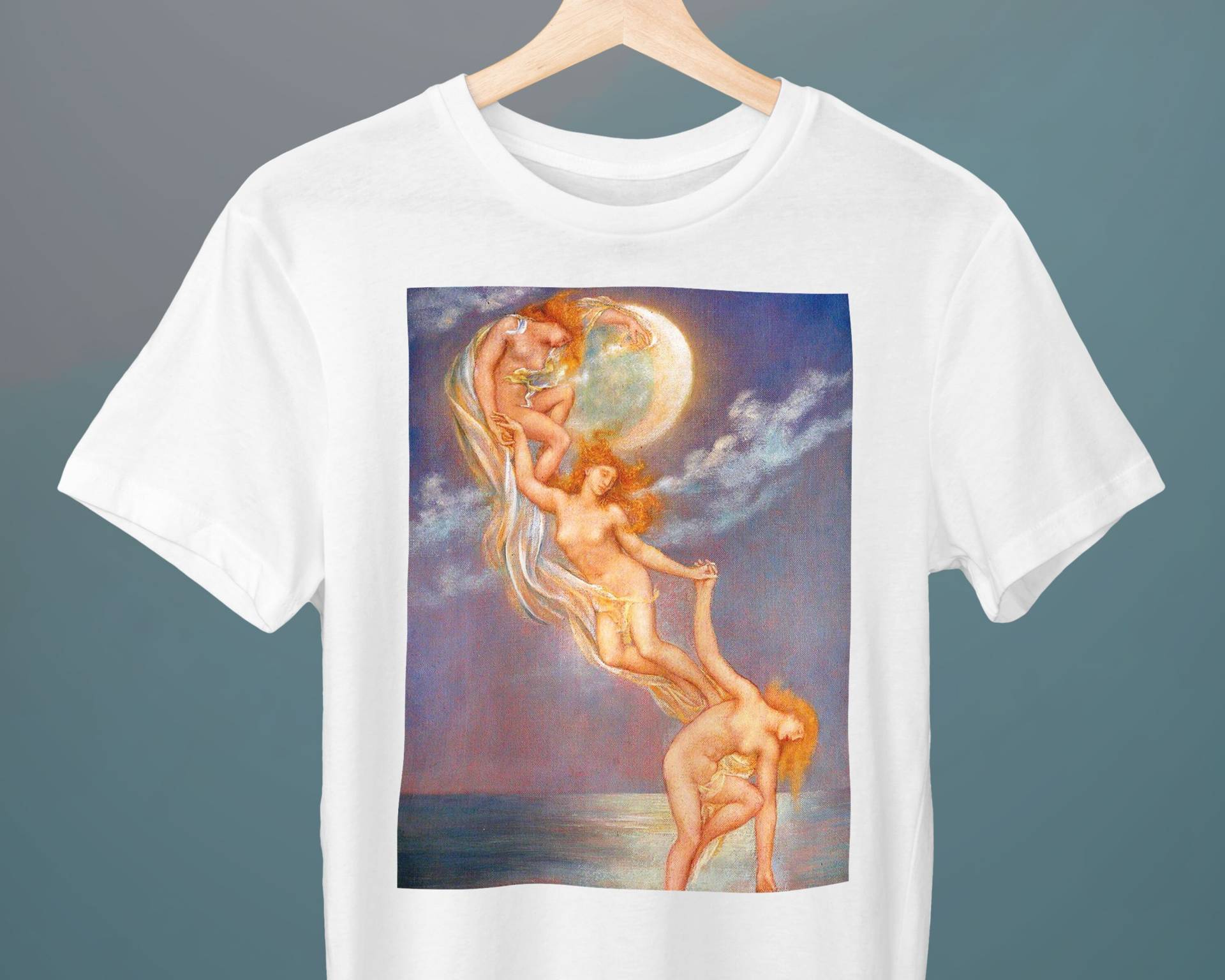 Mondstrahlen, Evelyn De Morgan, Unisex T-Shirt, Romantik, Mythologie, Kunst Engel Geschenk Für Sie, Ihn von Exhibilirio