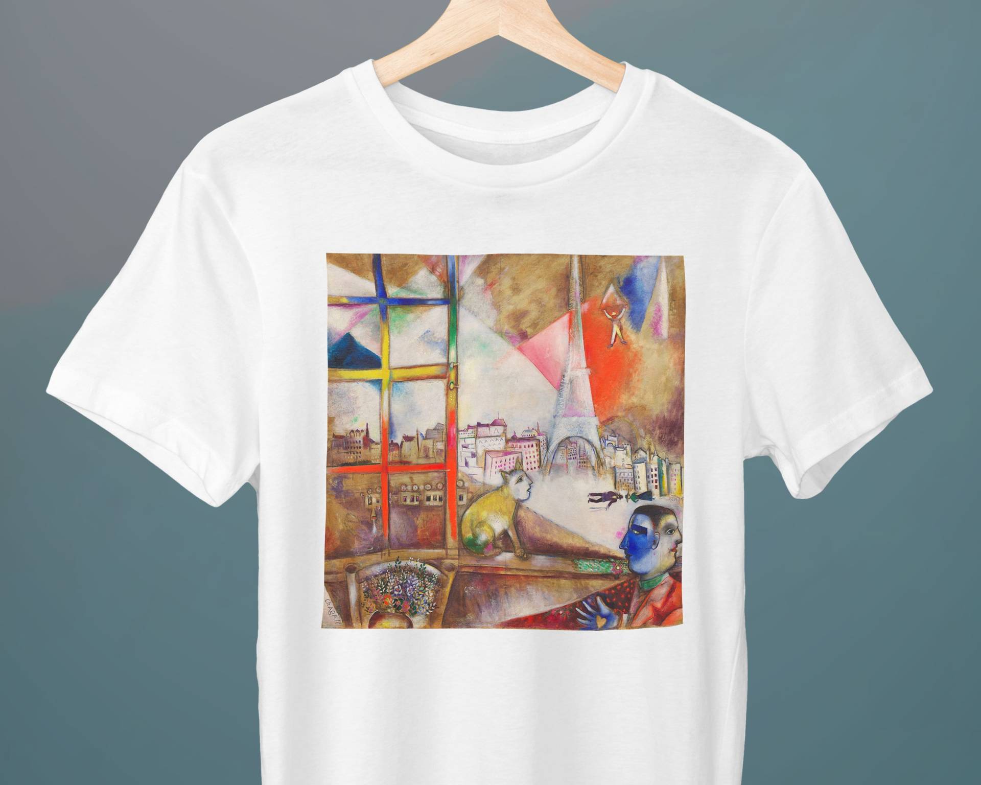 Paris Durch Das Fenster, Marc Chagall Gemälde, Unisex T-Shirt, Kunst Geschenk Für Sie, Ihn, Kunstliebhaber von Exhibilirio
