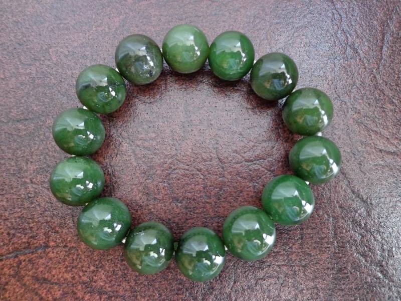 12 Mm Nephrit-Jade Rund Perlenarmband. S351 von Eximha