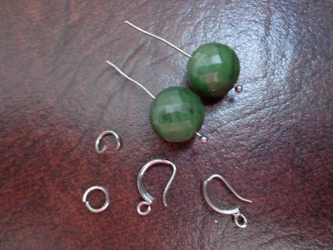 13 Mm Nephrit Jade Facettierte Runde Perlen Ohrringe. S482 von Eximha