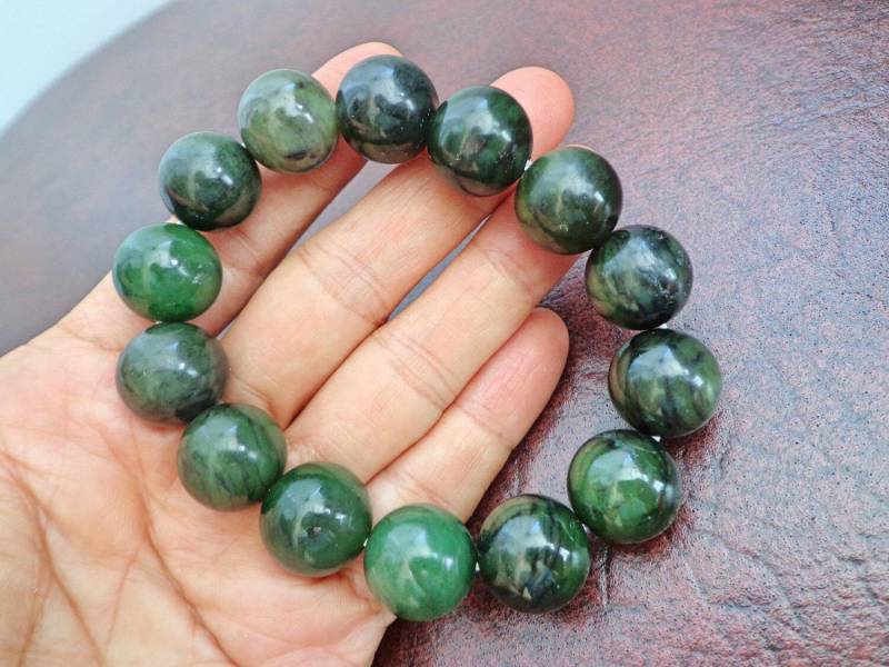 16 Mm Nephrit-Jade Rund Perlenarmband. S530 16 Mm Nephrit-Jade Rund Perlenarmband. S530 von Eximha