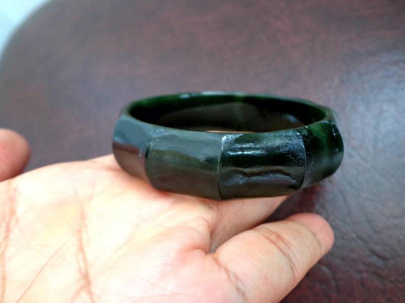 60mm Nephrit Jade Bambus Armreif S146 60mm Nephrit Jade Bambus Armreif S146 von Eximha