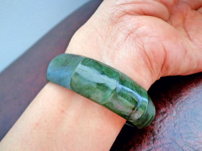 62 Mm Nephrit Jade Bambus Armreif Armband. S147 von Eximha