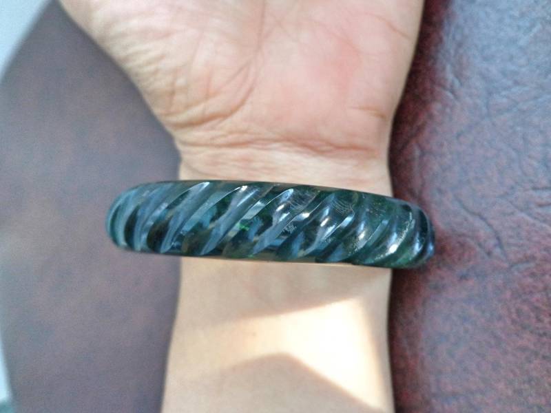 64 Mm Nephrit Jade Streifen Armreif. S153 von Eximha