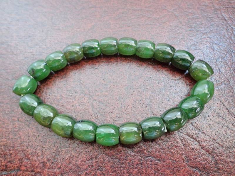 8 Mm Nephrit Jade Trommel-/Rocailles Armband. S449 von Eximha