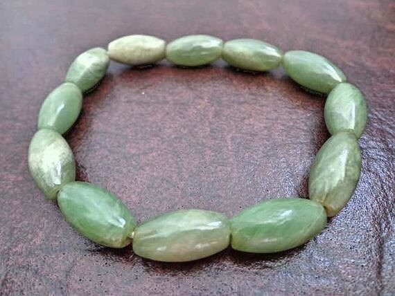 8 Und 16 Mm Nephrit Jade Trommel Oder Rocailles Perlenarmband. Sl349 von Eximha