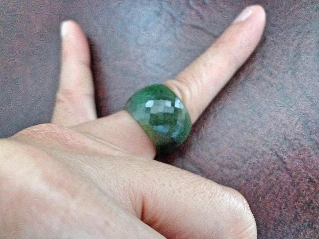 Größe 7 1/2 Nephrit Jade Funkeln Facettiert Band Ring. S495 von Eximha