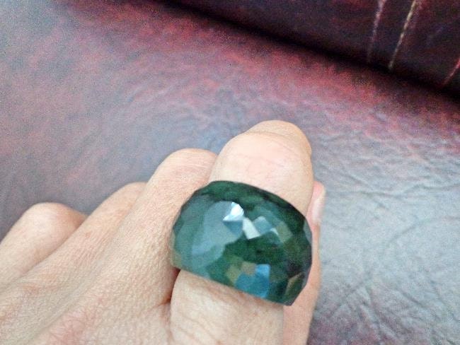 Größe 8 Nephrit Jade Facettiert Bogen Ring. S429 von Eximha