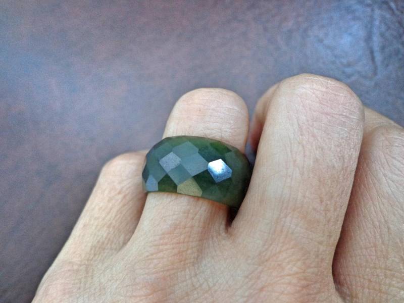 Größe 9 Nephrit Jade Funkeln Facettiert Band Ring. S422 von Eximha