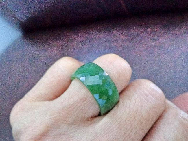 Größe 9 Nephrit Jade Funkeln Facettiert Flacher Ring. S423 von Eximha