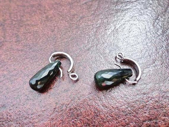 Nephrit Jade Funkeln Facettierte Tropfen Ohrringe. S432 von Eximha