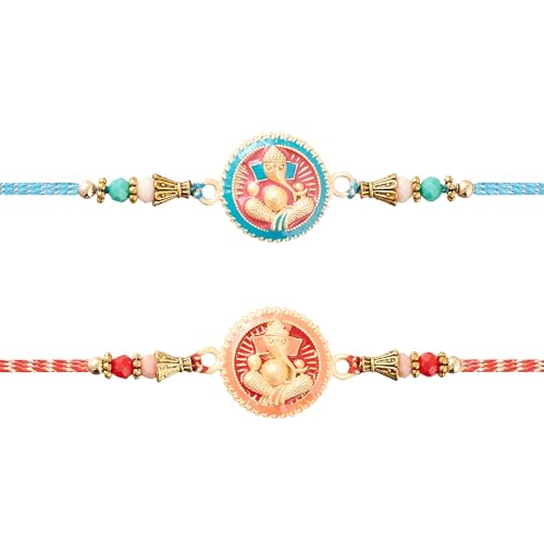 Eximious India Set of 2 Rakhi For Brother With Greeting Card Ganesha Rakhi For Raksha Bandhan Designer Rakhi Thread for Bhaiya - Set3GanGE Eximious India Set of 2 Rakhi For Brother With Greeting Card Ganesha Rakhi For Raksha Bandhan Designer Rakhi Thread for Bhaiya - Set3GanGE von Eximious India