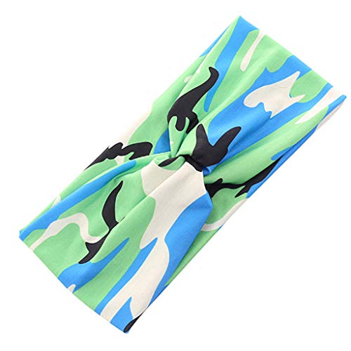 Breites Stirnband für Damen, Yoga, Sport, buntes Camouflage-Druck, feuchtigkeitsableitend, athletisches Haarband, geknotet, dehnbar, Turban-Kopfband, Haarbänder von Exingk