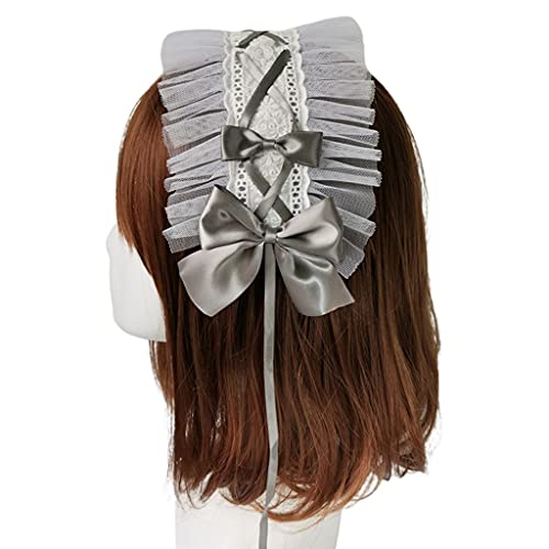 Damen-Haarbänder mit süßer Schleife, niedlich, Haarschmuck mit Spitzenrand für Mädchen, Teeparty, Braut, Haarschmuck, Perle von Exingk