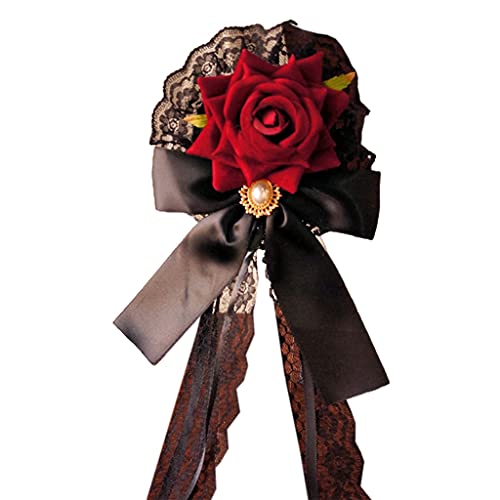 Damen-Haarspangen, Gothic-Spitze, Haarnadel mit Schleife, Cosplay-Zubehör, Dienstmädchen-Kopfschmuck, faule Blumen-Haarnadel für Frauen von Exingk