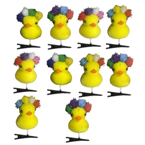 Haarnadeln mit kleinen gelben Enten, 3D-Headset-Clips, niedliche Haarnadeln, modische DIY-Entenschnabel-Clip für Kopfbedeckungsbegeisterte, Damen-Haarnadeln, 10 Stück von Exingk