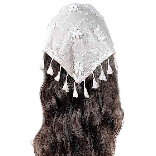 Zartes Blumenmuster Spitze Turban Hot Girl Haar Schal Sheer Stirnband für Frauen Fotoshooting Haarschmuck Spitze Stirnbänder für Frauen Breite Blumen Braut Stirnbänder für Hochzeit Spitze Floral von Exingk