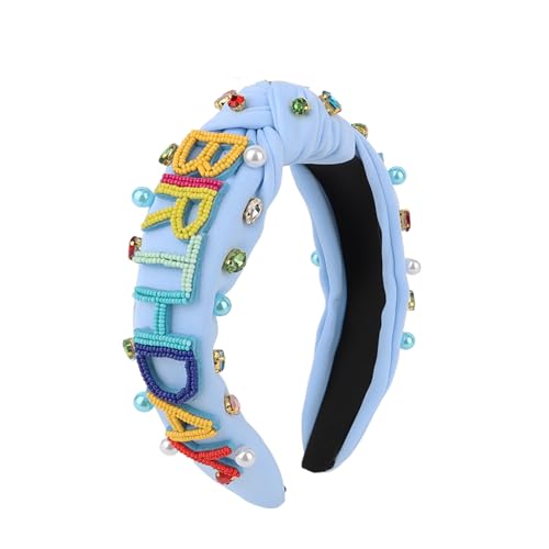 1 Packung blaues „Happy Birthday“-Haarband mit Knoten für Damen von Exipsat