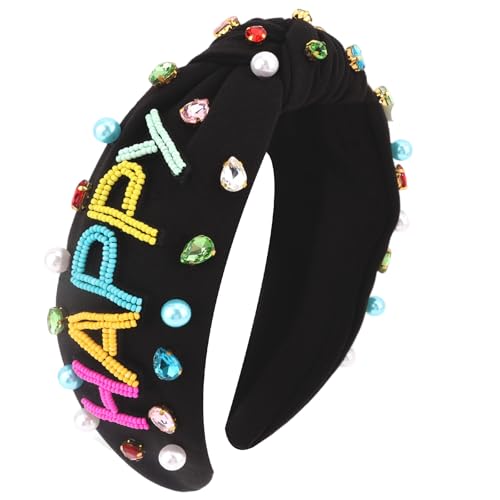1 Packung schwarzes „Happy Birthday“-Stirnband für Damen von Exipsat