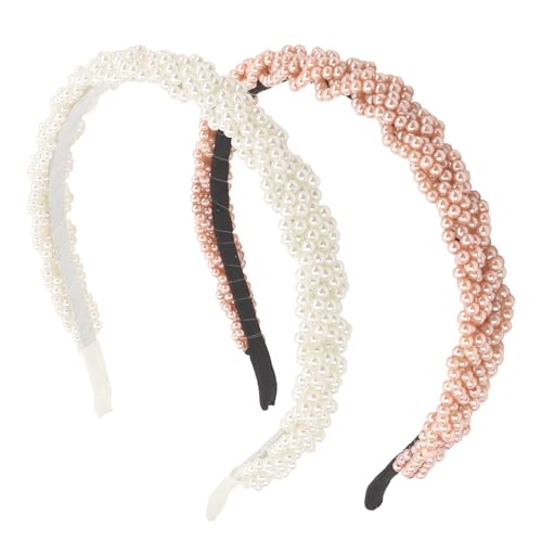 EXIPSAT 2er-Set Haarreifen Damen, Eleganter Perlen-Haarreif, Perfekt für Hochzeit & Alltag, Frauen Stirnband Haarschmuck von Exipsat