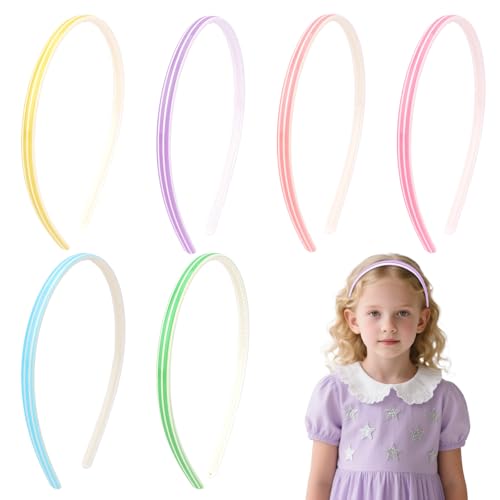 Exipsat Haarband Kinder Set, 6 Stück Bunte Haarreifen Mädchen aus Kunststoff, Leichte Farbenfrohe Haaraccessoires für Alltag & Feierlichkeiten von Exipsat