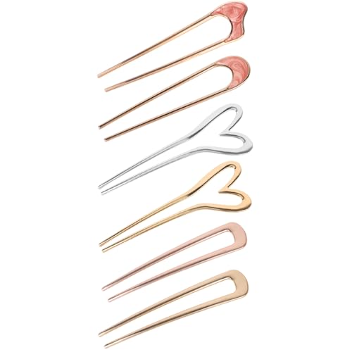 EXIPSAT 6er Pack Herzförmige U-Haarspangen Haarnadeln Haarklammer für Frauen mit allen Frisur-Stilen von Exipsat