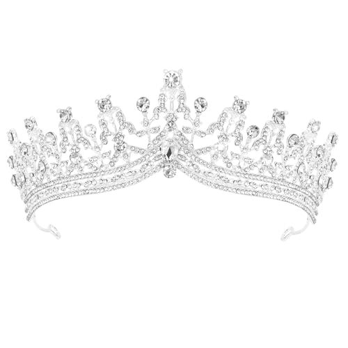 EXIPSAT Diadem Krone Silber, Elegantes Haarschmuck Braut mit Glitzernden Strass, Perfekt für Hochzeit, Geburtstag, Party und Prinzessinnen-Anlässe von Exipsat