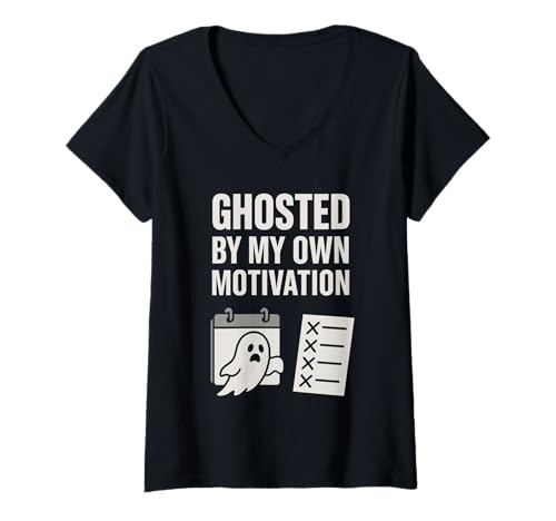 Damen Future Ghost Spooky and Sad Haunting in Progress Geschenk T-Shirt mit V-Ausschnitt Damen Future Ghost Spooky and Sad Haunting in Progress Geschenk T-Shirt mit V-Ausschnitt von Existential Humor Dark Cozy Introvert Soft Ghost