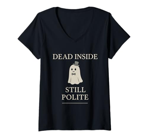Damen Future Ghost Spooky and Sad Haunting in Progress Geschenk T-Shirt mit V-Ausschnitt Damen Future Ghost Spooky and Sad Haunting in Progress Geschenk T-Shirt mit V-Ausschnitt von Existential Humor Dark Cozy Introvert Soft Ghost