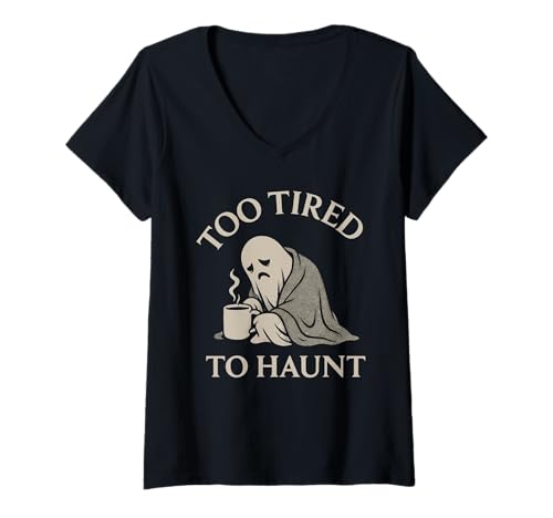Damen Future Ghost Spooky and Sad Haunting in Progress Geschenk T-Shirt mit V-Ausschnitt Damen Future Ghost Spooky and Sad Haunting in Progress Geschenk T-Shirt mit V-Ausschnitt von Existential Humor Dark Cozy Introvert Soft Ghost