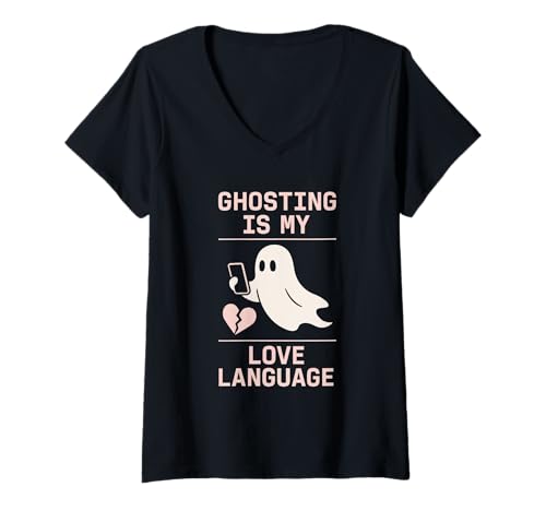 Damen Future Ghost Spooky and Sad Haunting in Progress Geschenk T-Shirt mit V-Ausschnitt Damen Future Ghost Spooky and Sad Haunting in Progress Geschenk T-Shirt mit V-Ausschnitt von Existential Humor Dark Cozy Introvert Soft Ghost