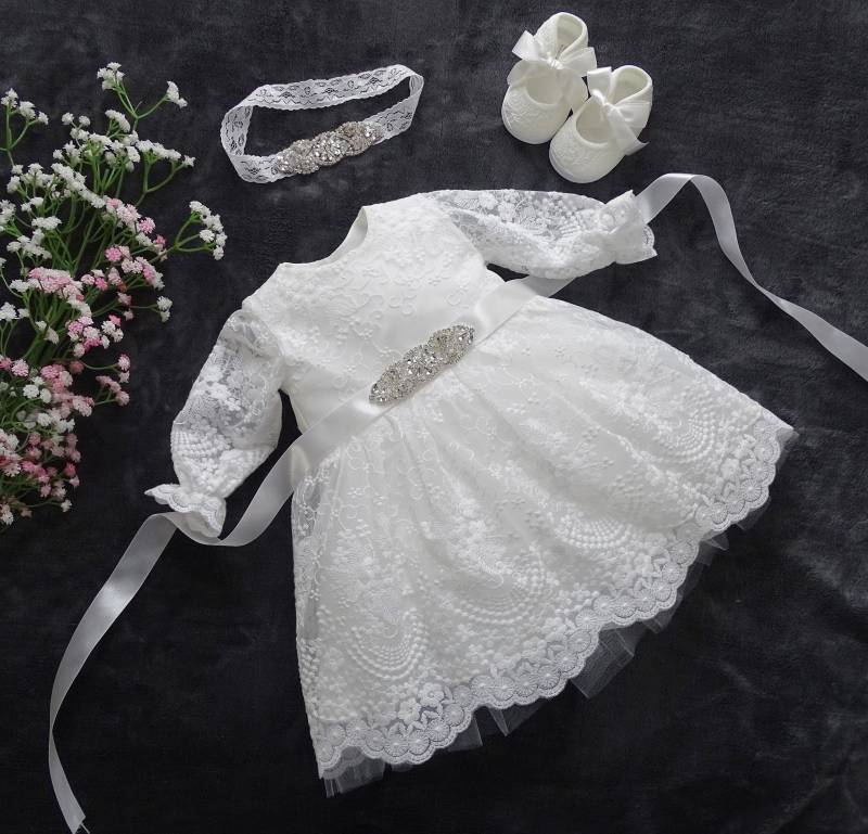 Baby Mädchen Prinzessin Hochzeit Taufe Kleid Tüll Partykleid Blumenmädchenkleid Taufkleid Babybekleidung von ExklusivFestmode