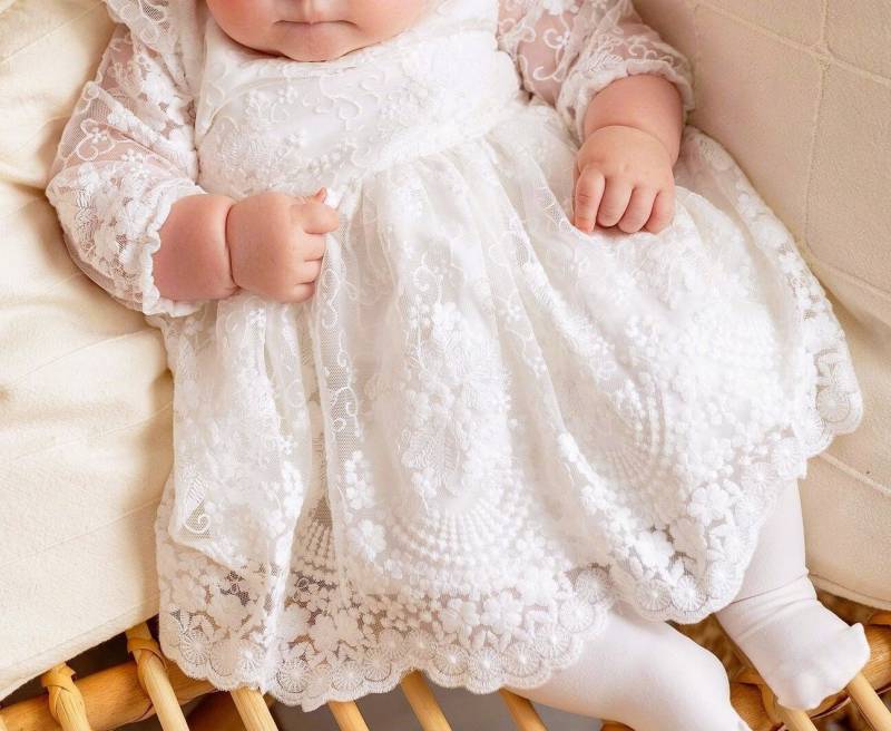 Baby Mädchen Prinzessin Hochzeit Taufe Kleid Tüll Partykleid Blumenmädchenkleid Taufkleid Babybekleidung von ExklusivFestmode