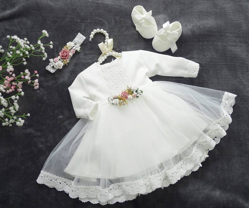 Baby Mädchen Prinzessin Hochzeit Taufe Kleid Tüll Partykleid Blumenmädchenkleid Taufkleid Babybekleidung von ExklusivFestmode