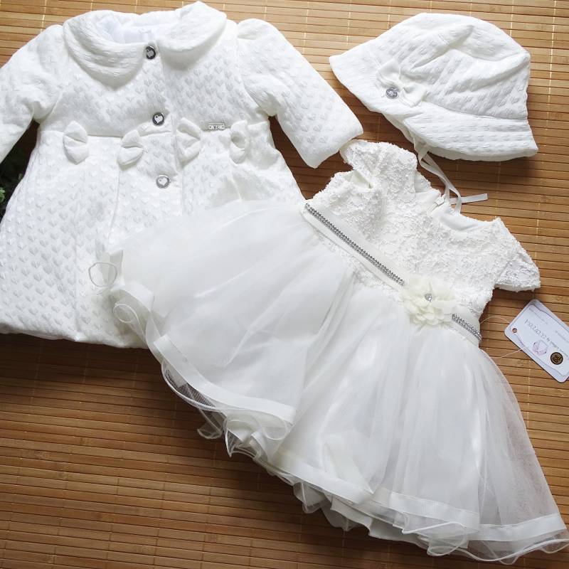 Taufkleid + Mantel Mütze , 62 68 Taufset Taufkleidung Für Mädchen Taufoutfit, Taufmantel, Baptism Dress Ivor von ExklusivFestmode