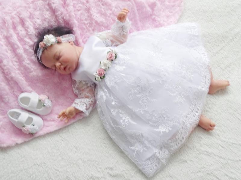 Taufkleid Babykleid 62 68 74 80 86 92 98 Weiss Baby Boho Kleid Mädchen Spitzenkleid Hochzeitskleid von ExklusivFestmode
